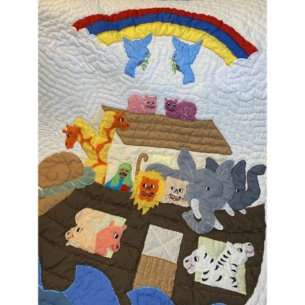 Noah's ark‎ quilt baby crib blanket hand quilted wall hanging
